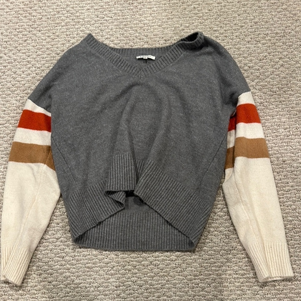 Z Supply Gray and Cream Women's Sweater